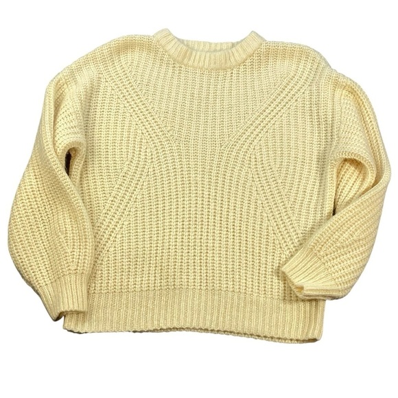 A New Day Loose Knit Balloon Sleeve Crew Neck Pullover Yellow Sweater, Medium - Picture 10 of 10